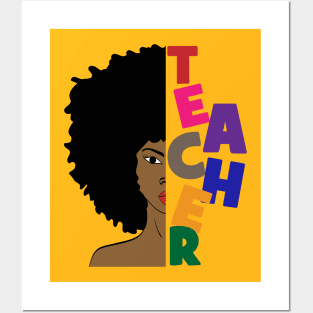 African American Teacher Afro Posters and Art
